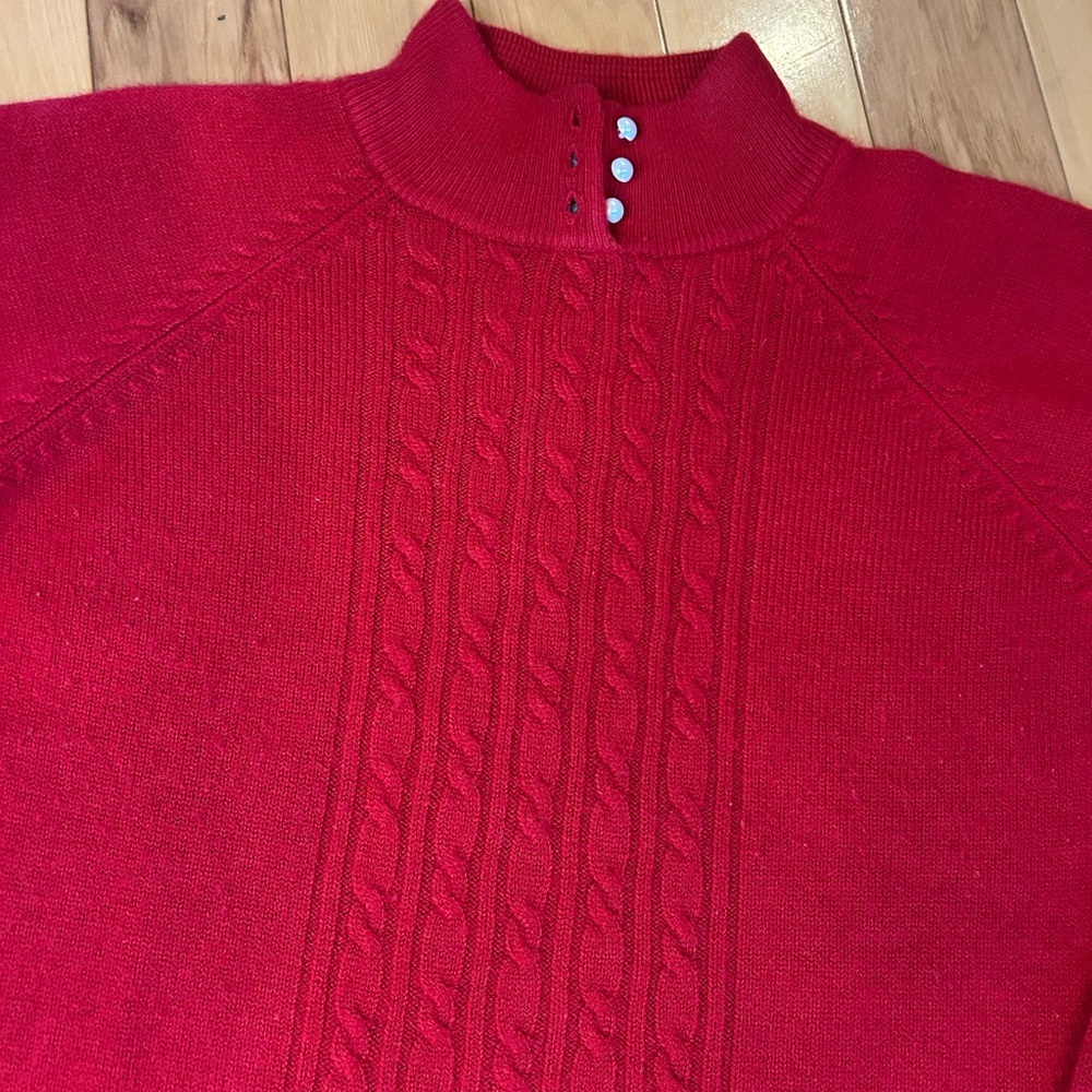 Dressbarn Vibrant Red Knit Sweater w Pearls Vintage Style - Picture 2 of 12